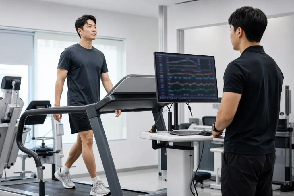 자세교정 운동 관련 운동과 상담 장면